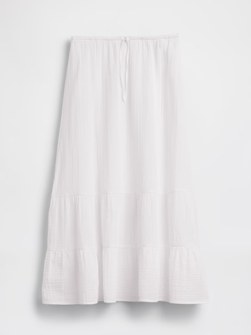 GAP White Tiered Maxi Skirt with Drawstring Waist